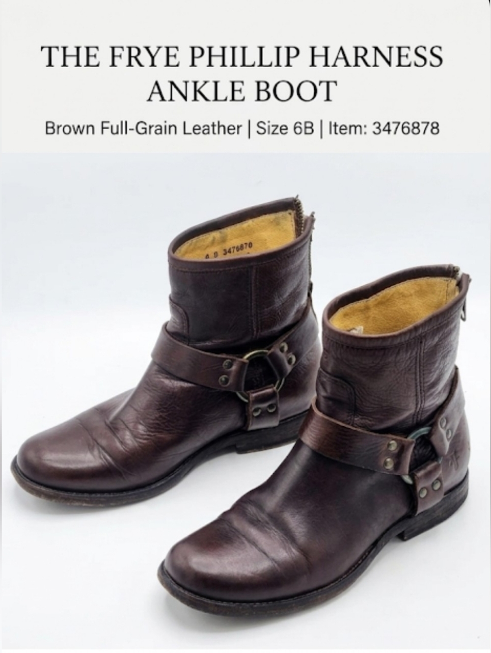 Frye Phillip Harness Leather Ankle Boots - Brown 6B